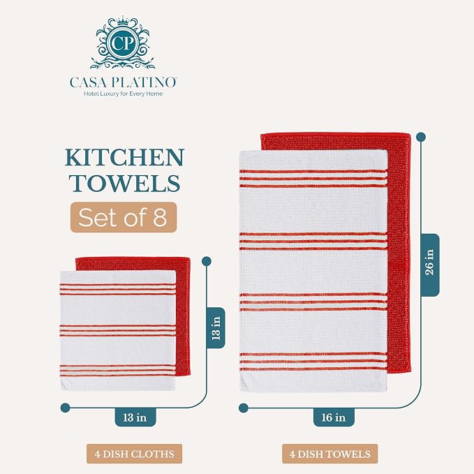 Casa Platino Dish Towels for Kitchen Drying Kitchen Towels – 8 Pc Durable - Image 2