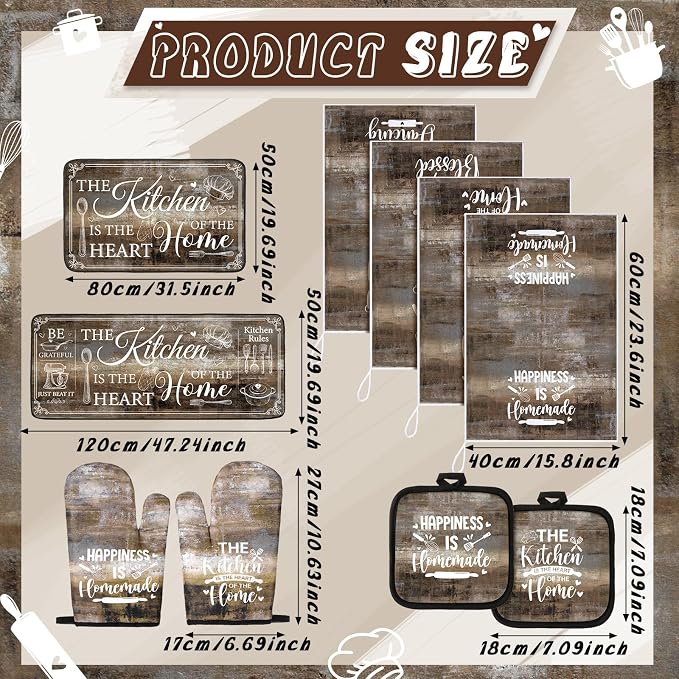 Fourluoo 10 Pcs Farmhouse Kitchen Decor and Accessories Set 4 Kitchen Towels 2 - Image 3