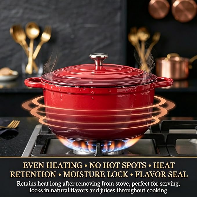 QuliMetal Enameled Cast Iron Cookware Set, 4-Piece Pots and Pans Set - Image 4