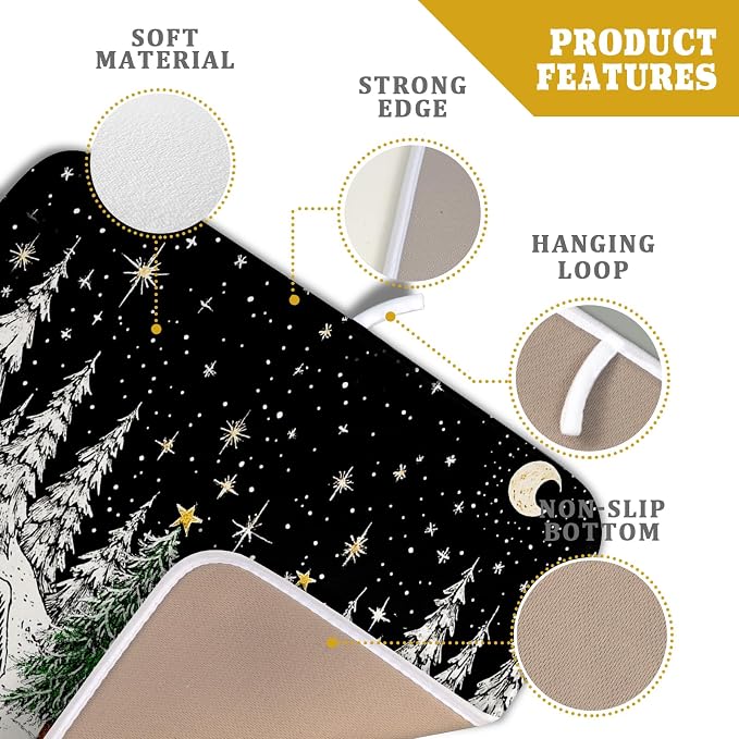 Winter Snowman Dish Drying Mat 18 X 16 in Black Microfiber Dish Pad Absorbent - Image 4