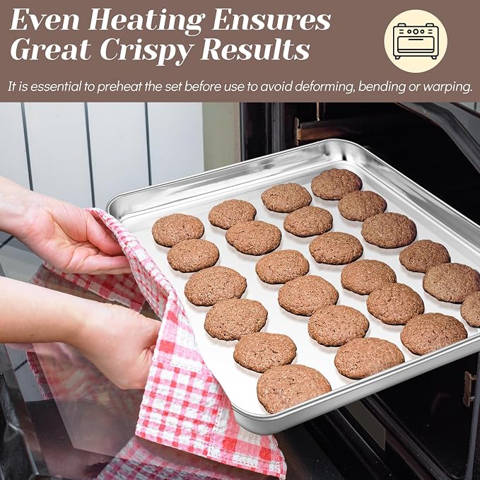 TeamFar Baking Sheet with Rack Set, Stainless Steel Baking Pan Cookie Sheet - Image 5