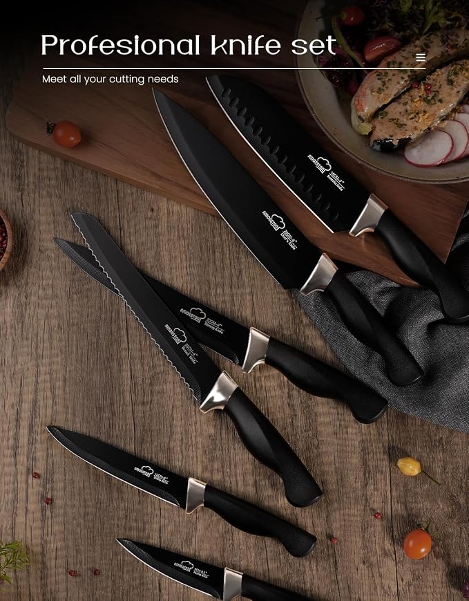 Amorston Knife Set, 15 Pieces Kitchen Knives Set - Image 4