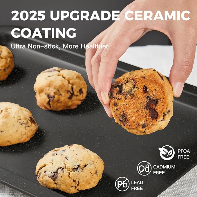 HONGBAKE Ceramic Baking Sheet Pan Set, Cookie Sheet - Image 4