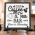 Coffee Bar Sign, Love is Brewing Farmhouse Tabletop Decor, Coffee and Tea Lover by TIRYWT