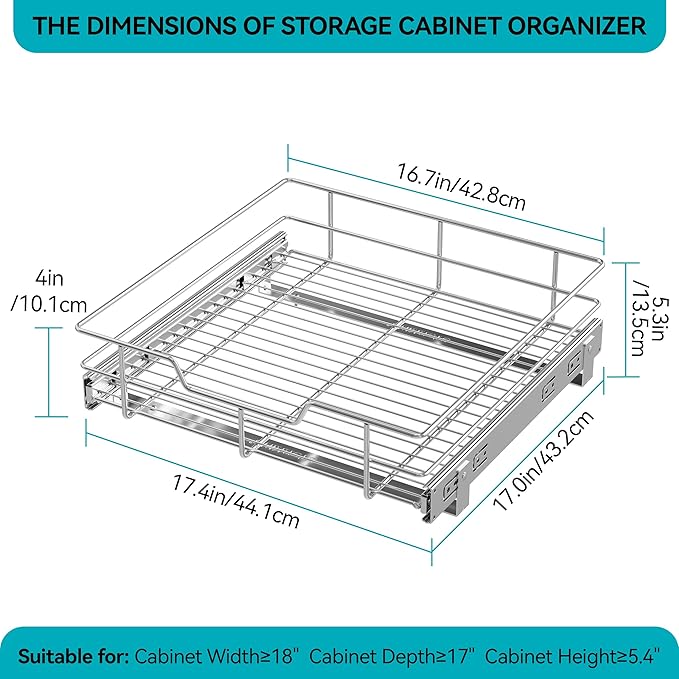 Pull Out Cabinet Organizer 17" W X 17" D, Slide Out Drawers - Image 2