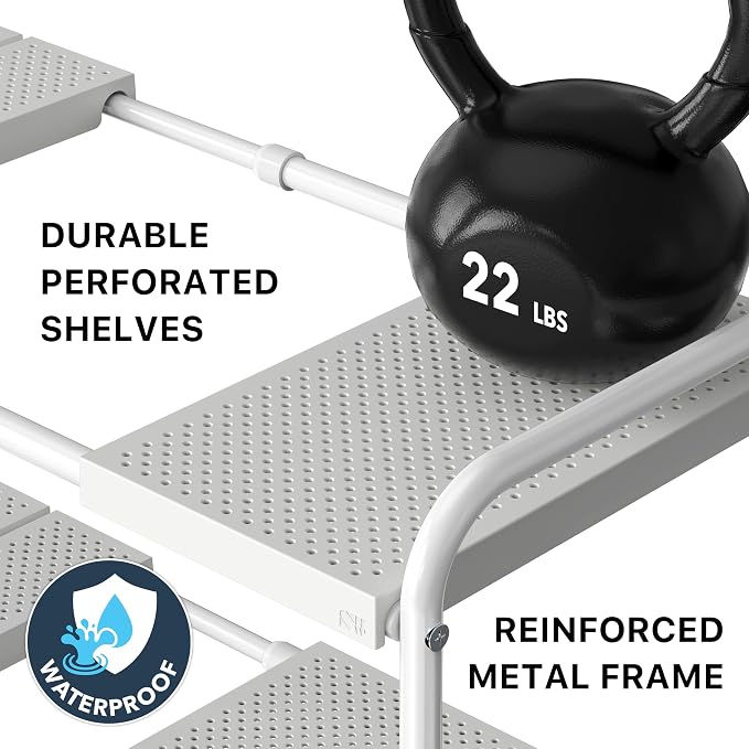 Simple Houseware Under Sink 2 Tier Expandable Heavy Duty Metal Shelf Organizer - Image 6