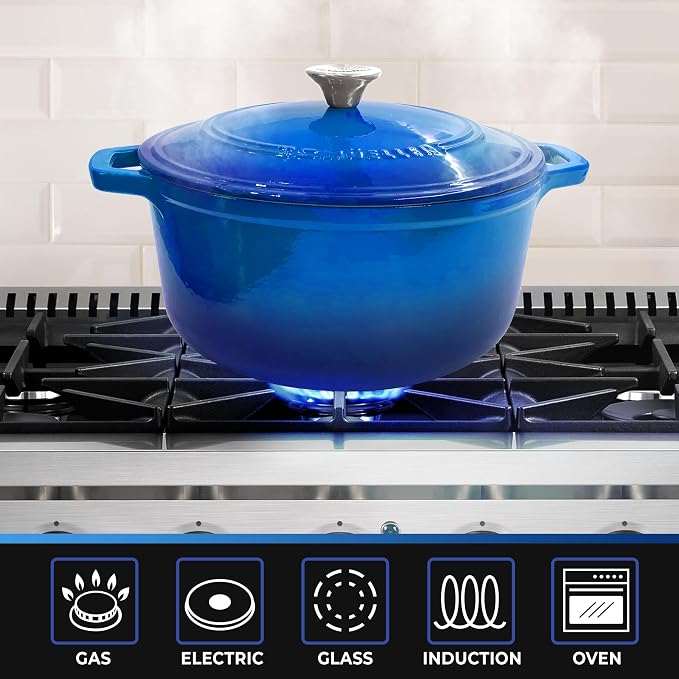MUELLER HOME 7.5 QT Enameled Cast Iron Dutch Oven, Heavy-Duty Casserole Dish - Image 5