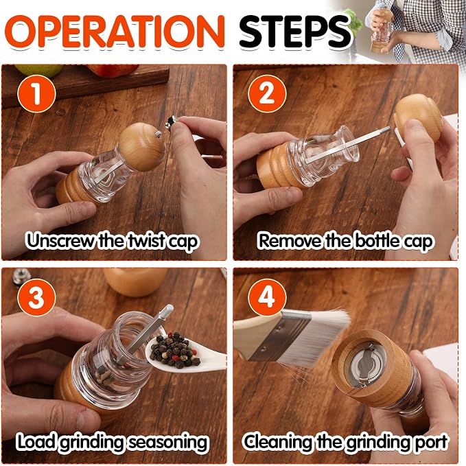 Salt and Pepper Grinder Set, Refillable and Adjustable Grinder - Image 7