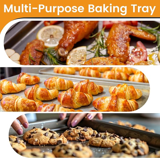 6 Pack Quarter Size Baking Sheet Pan, Aluminum Commercial Cookie Sheet Pan - Image 8