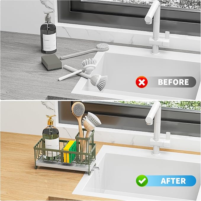 Cisily Sponge Holder for Kitchen Sink, Sink Caddy Organizer - Image 6