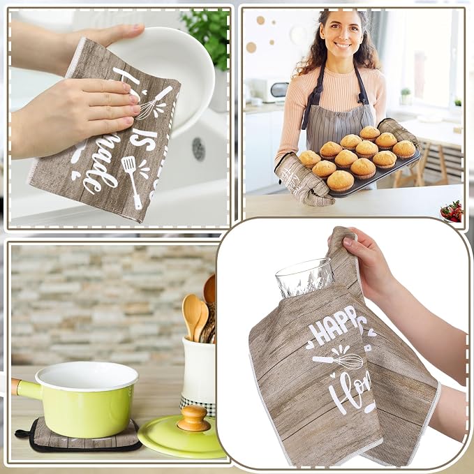 Fourluoo 10 Pcs Farmhouse Kitchen Decor and Accessories Set 4 Kitchen Towels 2 - Image 5