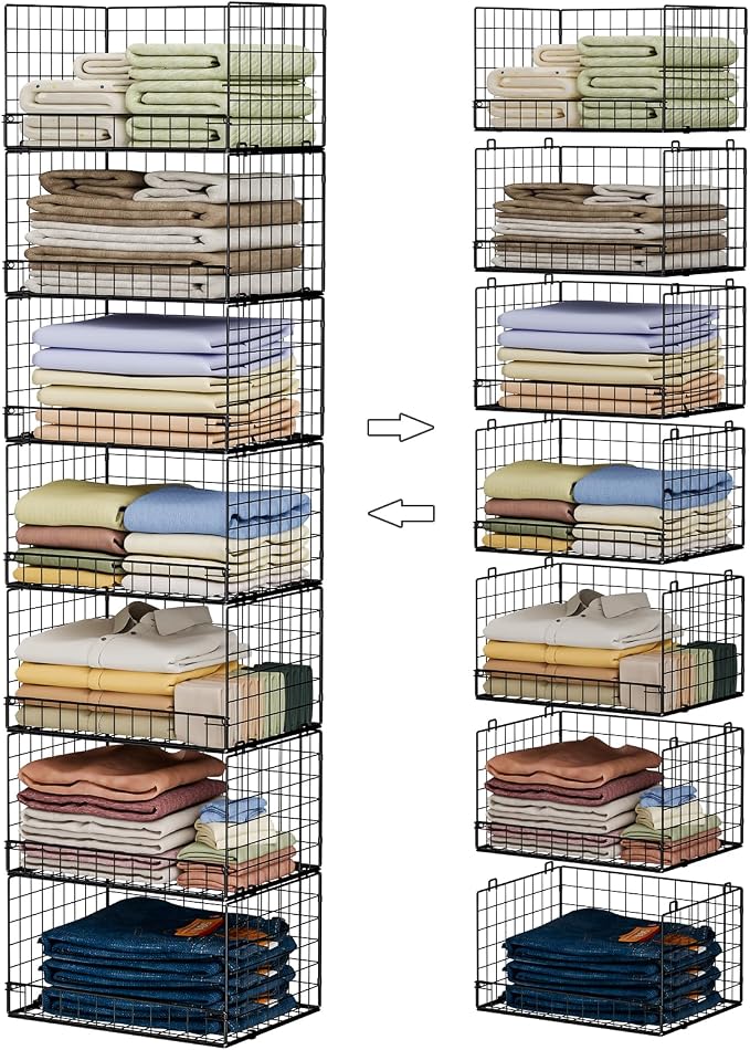 Yociyoga 7-Tier Stackable Closet Organizers and Storage Shelves, Foldable by FollowWithYociyogaTogether