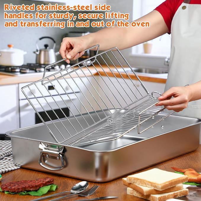 Teenyyou Extra Large Stainless Steel Turkey Roaster - Image 2