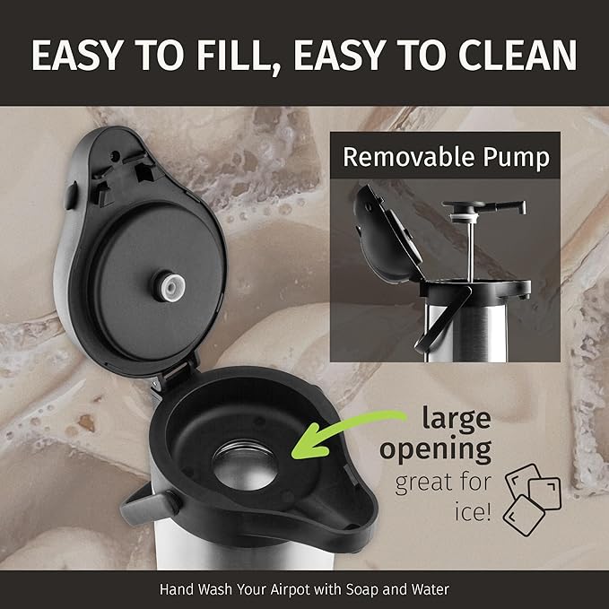 Cresimo Coffee Carafe with Pump - 102oz / 3L Airpot 12 Hours Large Hot Water - Image 6