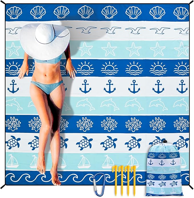 HIHOHO Beach Blanket Waterproof Sandproof Extra Large Beach Mat 79" X by HIHOHO