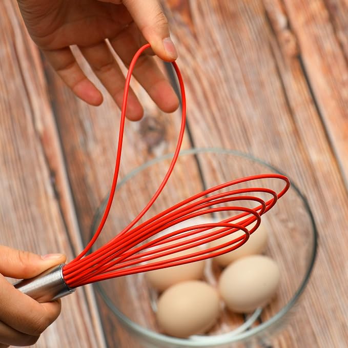 Flat Whisk Set, Stainless Steel 3 Pack 10''+11''+12'' Premium Sturdy-6 Silicone - Image 2
