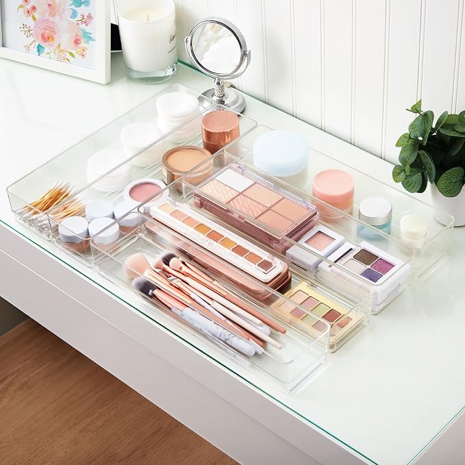 STORi SimpleSort 6-Piece Stackable Clear Drawer Organizer Set | 12" x 3" x 2" - Image 7