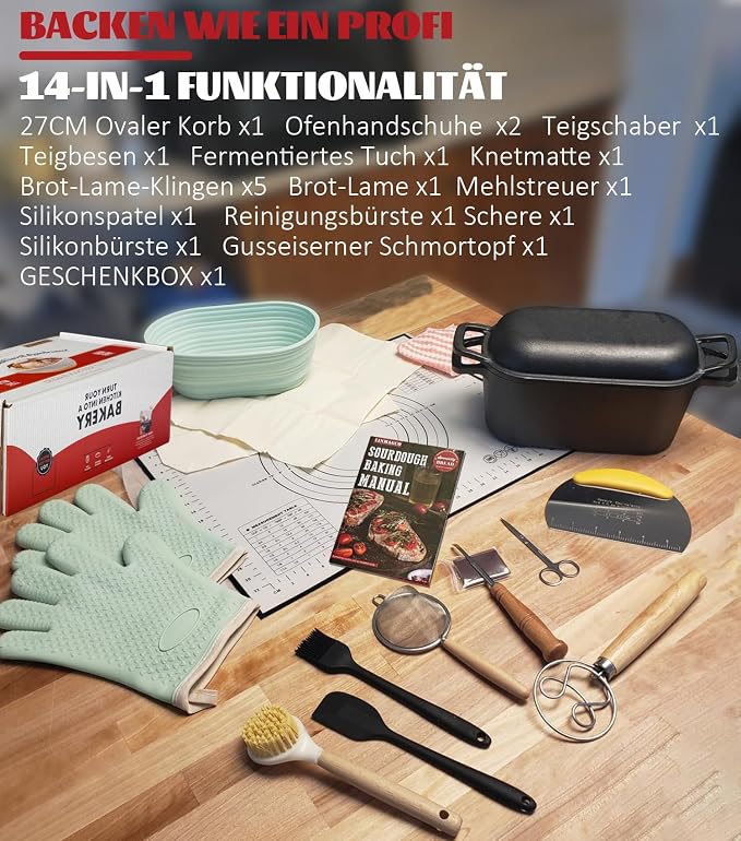LINMAGCO Dutch Oven for Bread Baking & Sourdough Bread Baking Starter Kit- - Image 4