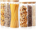 ComSaf Glass Food Storage Jars Set of 6, Tall Glass Storage Containers by ComSaf