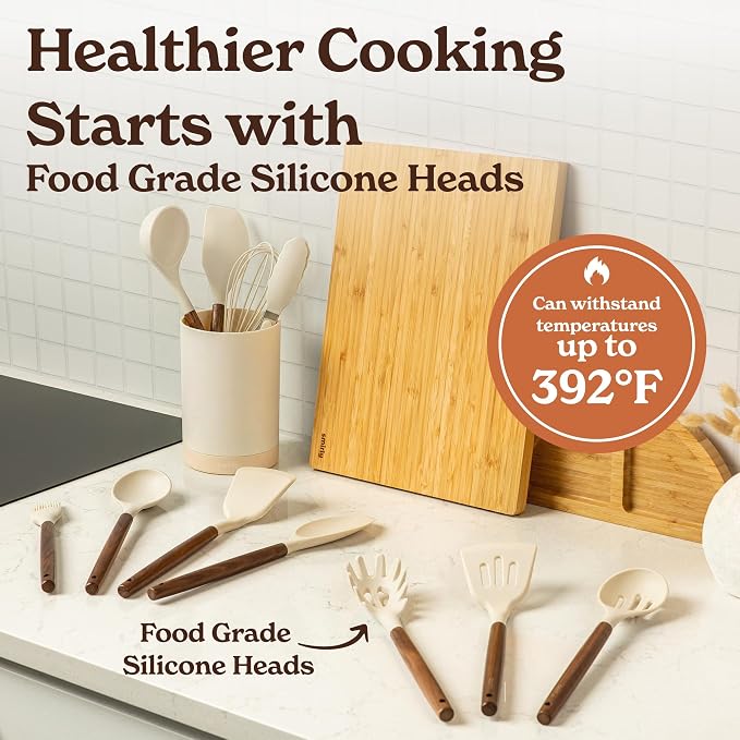 Silicone Kitchen Utensils Set & Holder: Cooking Utensils Set - Image 4