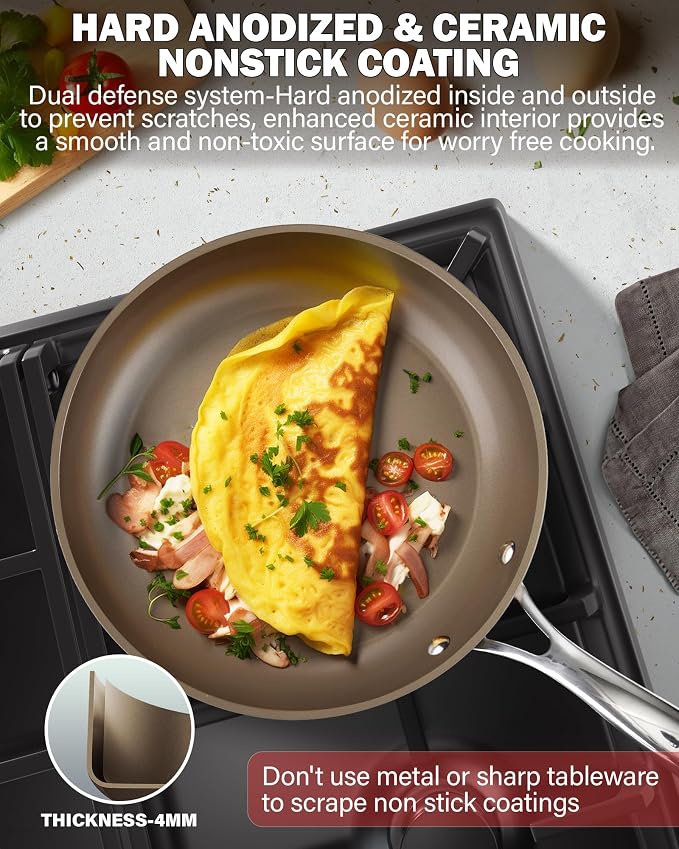 Cooks Standard Frying Pan Hard Anodized Ceramic Nonstick, 8-inch Classic - Image 3