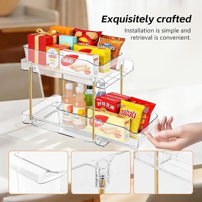 LAREKUN4pack 2-Tier Organizer & Storage Unit Stackable Bathroom Cabinet - Image 6