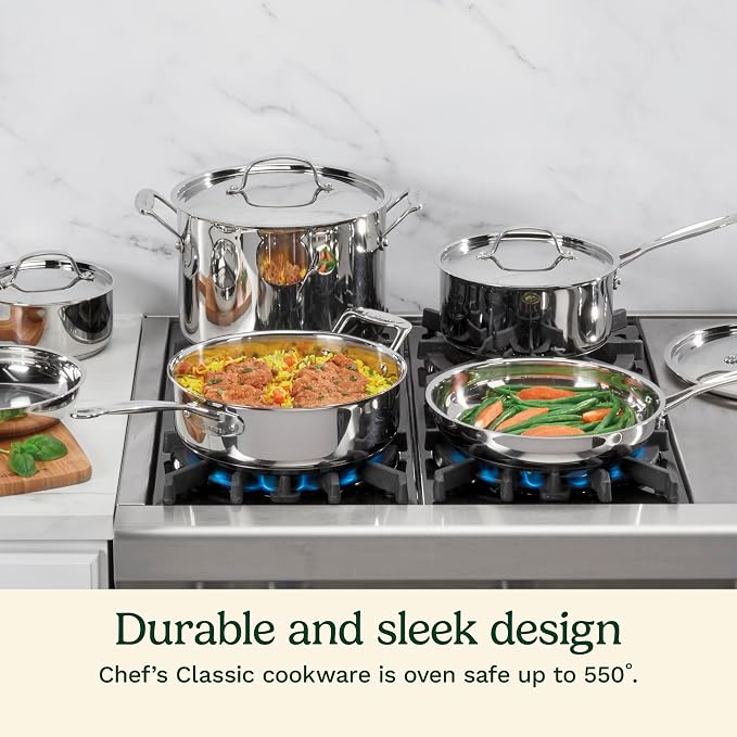 Cuisinart 7-Piece Stainless Steel Pots and Pans Set, Cookware Set Compatible - Image 2