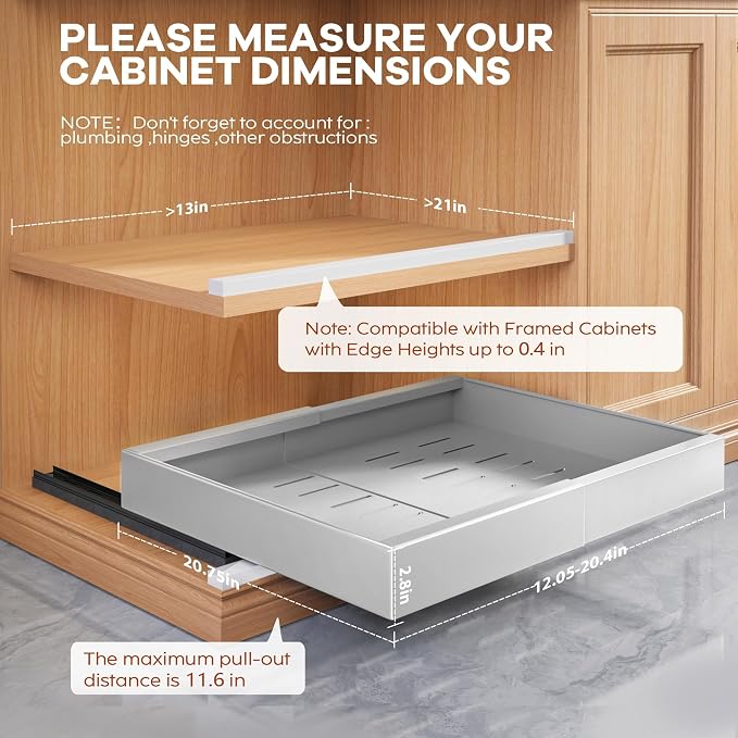 Seinloes 2Pack Expandable Pull Out Cabinet Organizer 21"Deep - Image 4