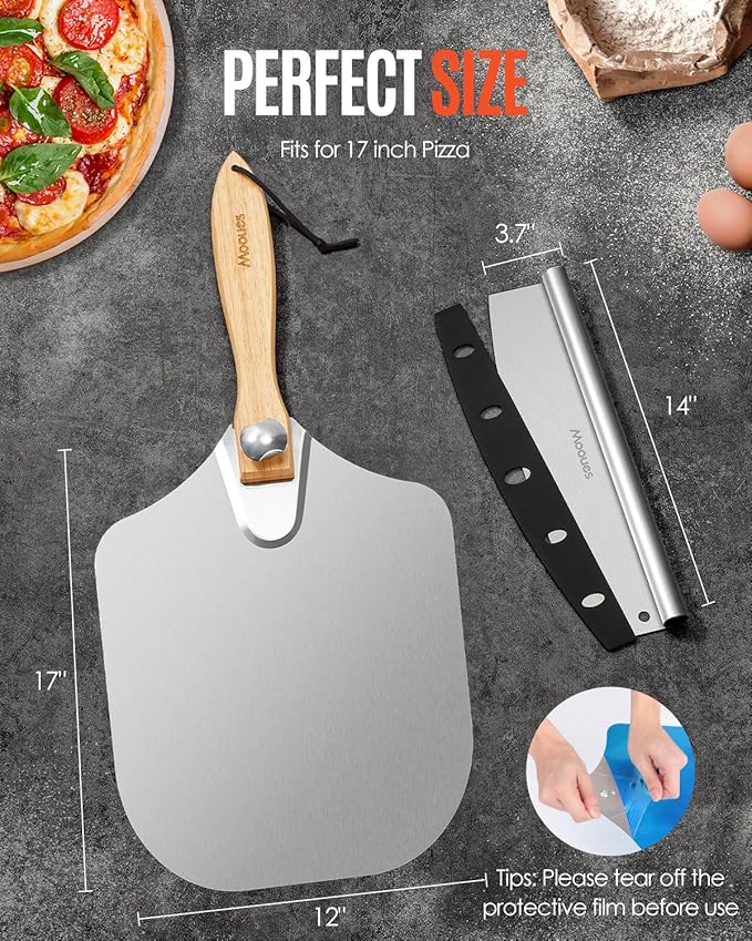 Pizza Peel Aluminum Pizza Spatula, 17 inch Metal Pizza Paddle - Image 5