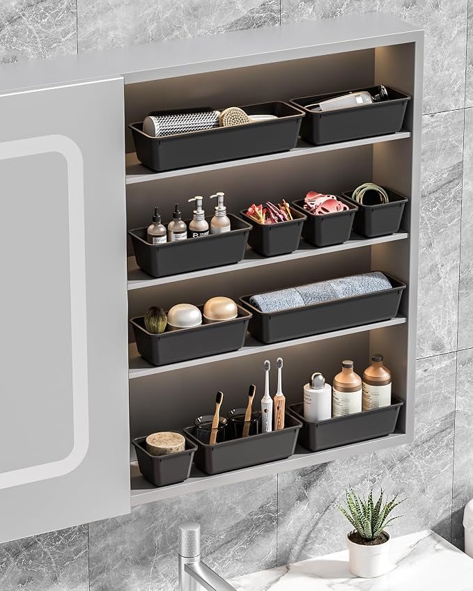 Canfanni 13 Pack Plastic Drawer Organizers Set, 3 Sizes Desk Drawer Organizer - Image 7