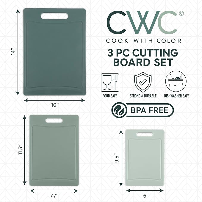 COOK WITH COLOR Non-Slip Cutting Board Set – Kitchen Essentials with Easy Grip - Image 2