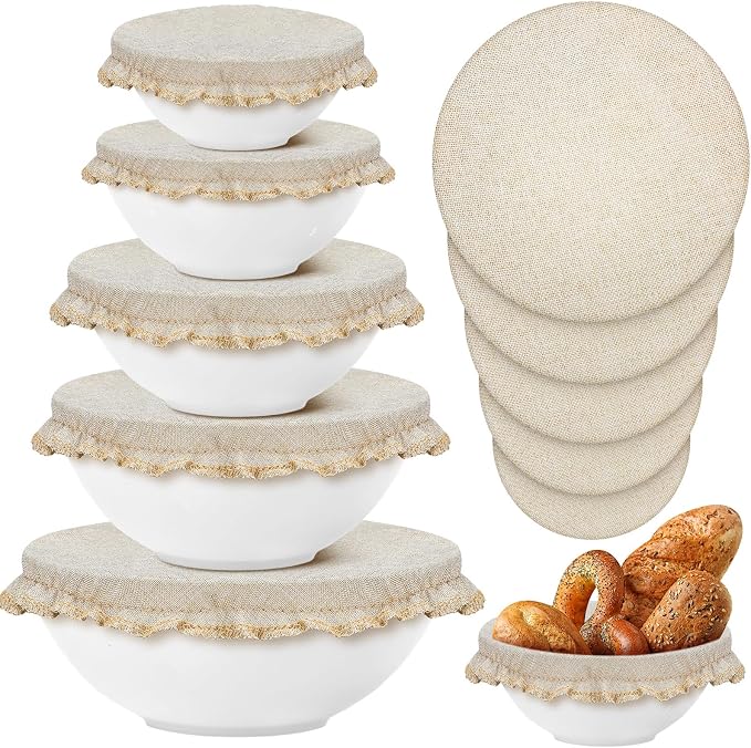 Patelai 10 Pcs Bowl Covers Reusable in 5 Size Stretch Cloth Fabric Elastic Food by Patelai