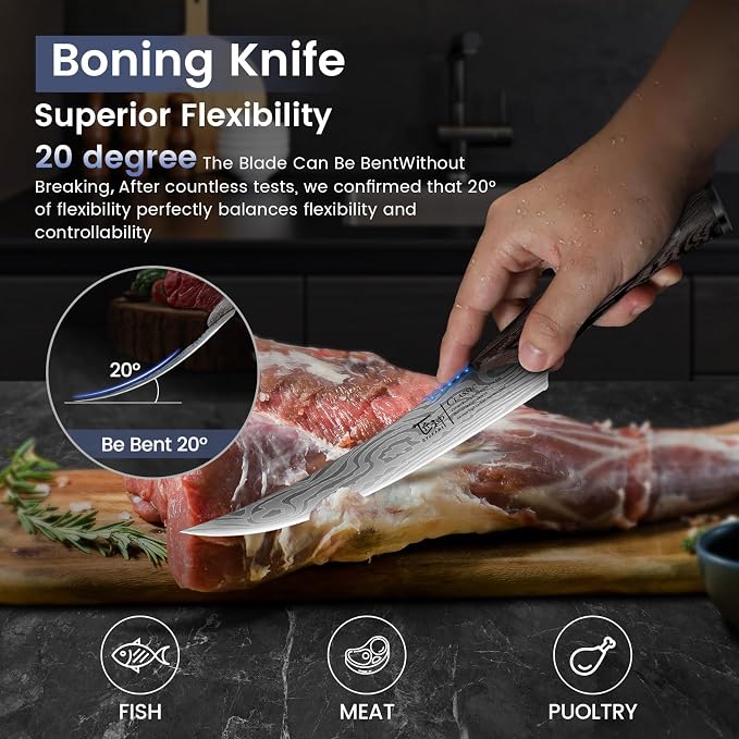 SYOKAMI Butcher Knife Set, Meat Cleaver Chef Knife Set, Japanese Style High - Image 3