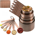 Copper Measuring Cups and Spoons Set 13, Stainless Steel Measuring