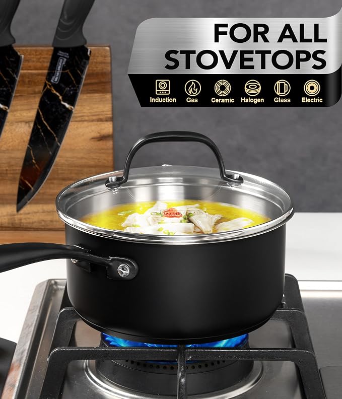 MICHELANGELO Stainless Steel Saucepan Set, Triply-Base Sauce Pan - Image 5