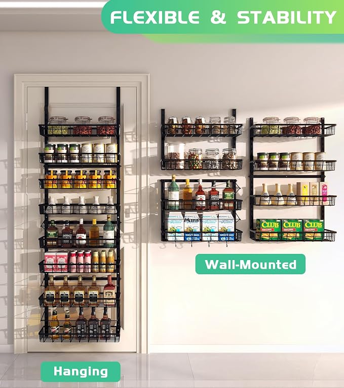 Mefirt Over The Door Pantry Organizer, Wall Mount Spice Rack, Pantry Hanging - Image 4