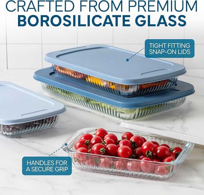 COOK WITH COLOR 8-Piece Deep Glass Baking Dish Set with Plastic Lids – - Image 5