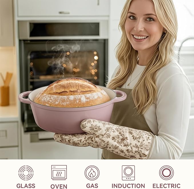 Oval Dutch Oven for Bread Baking, 4.5 Quart Non Stick Enameled Cast Iron Dutch - Image 6