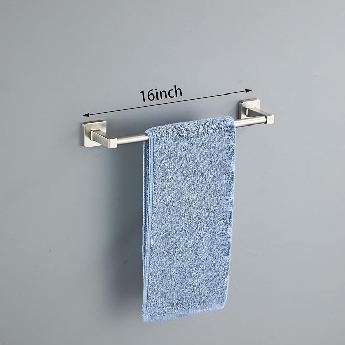 Brushed Nickel Bathroom Hardware Set 4 Pieces, Towel Bar Set Stainless Steel - Image 2