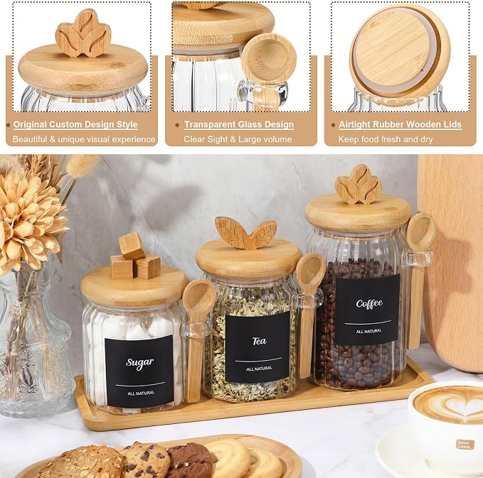 Suclain 3 Pcs Glass Coffee Container - Image 3