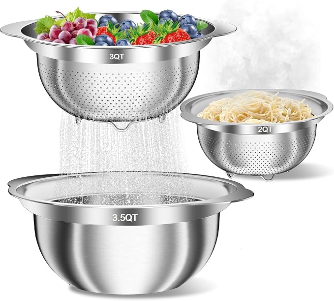 Stainless Steel Colanders with Mixing Bowl - Image 8