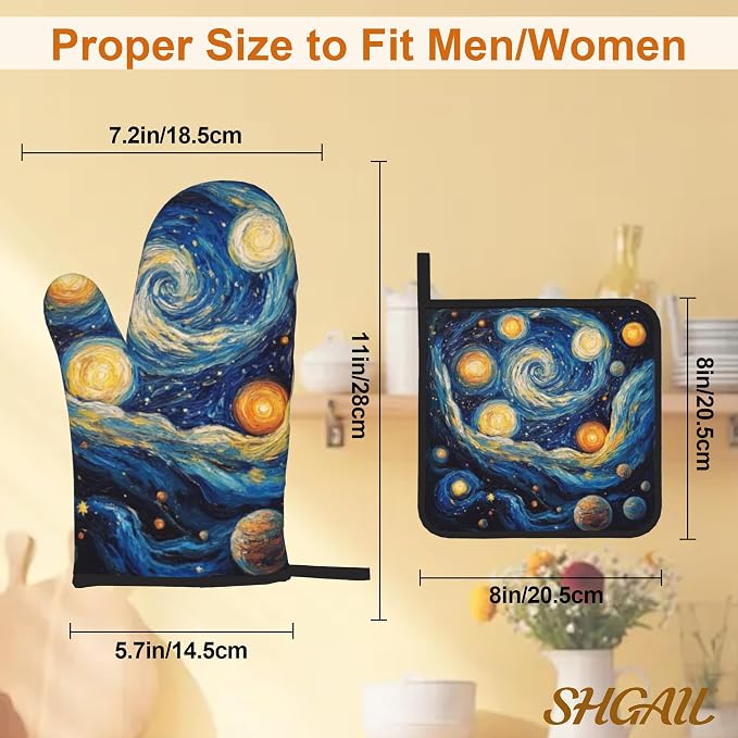 Abstract Starsky Oven Mitts & Potholder Set of 4 - Image 3
