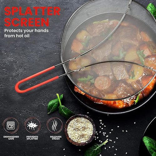 13" Grease Splatter Screen for Cooking | Stainless Steel Oil Splatter Guard and - Image 2