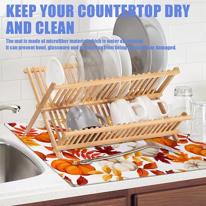 Fall Pumpkin Maple Dish Drying Mat - Image 5