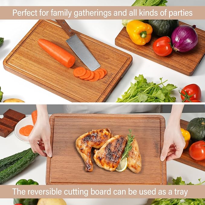 Solid Teak Wood Cutting Board One Piece Non Glued Extra Large Thick Crack - Image 7