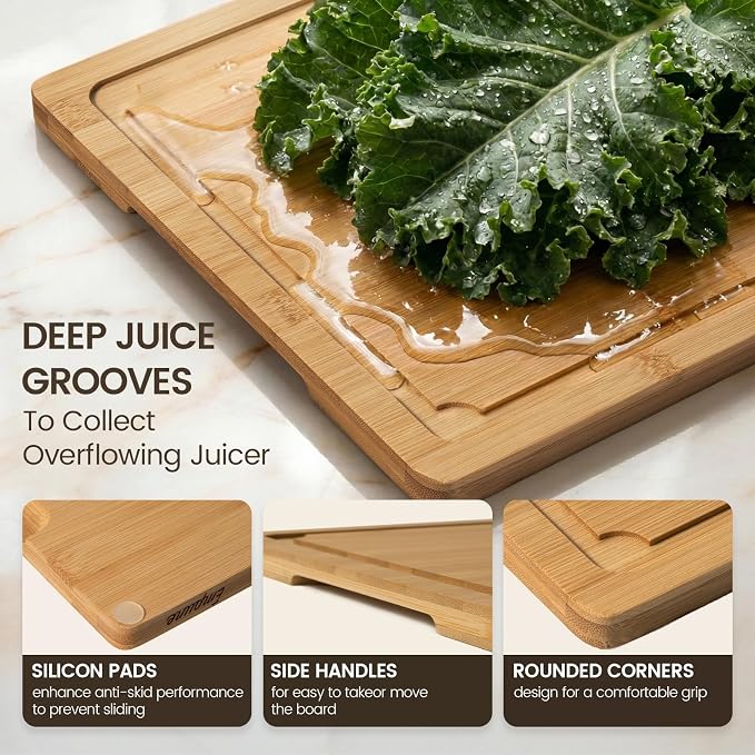 Extra Large Cutting Board Set of 4, Bamboo Cutting Boards - Image 2