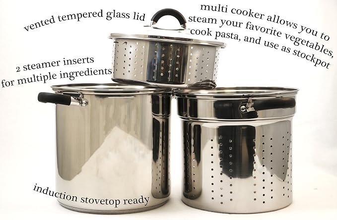 ExcelSteel 12 Qt Multifunction Stainless Steel Pasta Cooker - Image 4