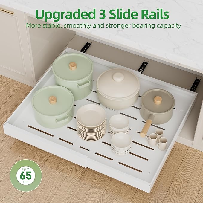 PAKETA 4 Pack Expandable Pull Out Cabinet Organizer, Upgrade 3 Slide Rails - Image 7