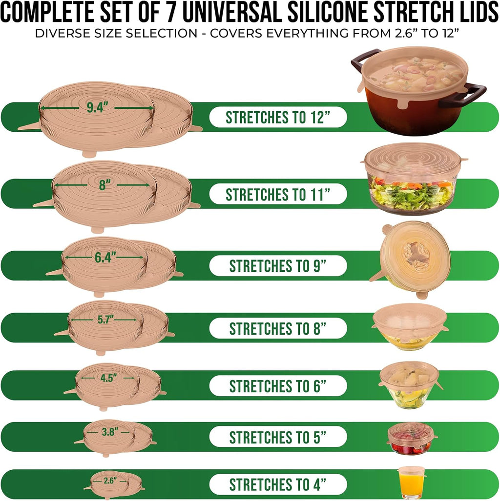 Reusable Silicone Stretch Lids for Food Storage in Fridge - Elastic