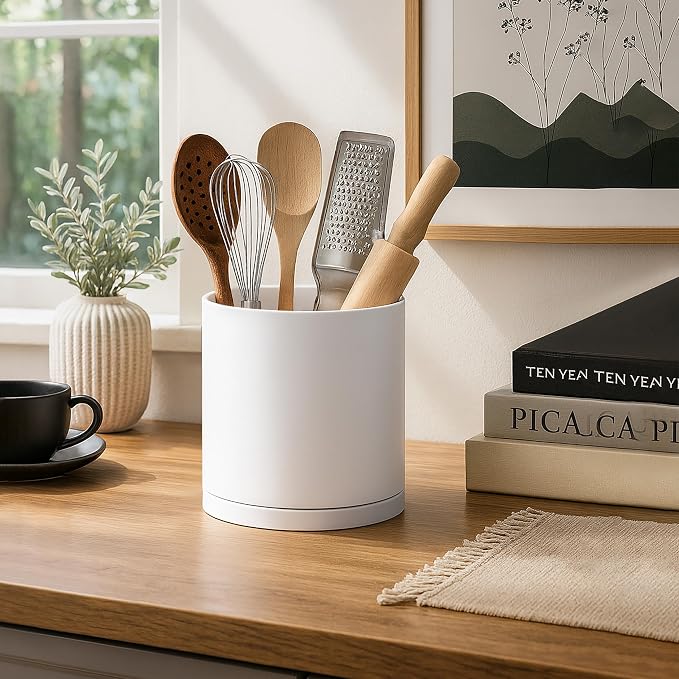 D'vine Dev 360° Rotating Utensil Holder Set – 7.2"+5" Kitchen Utensil Crocks - Image 2
